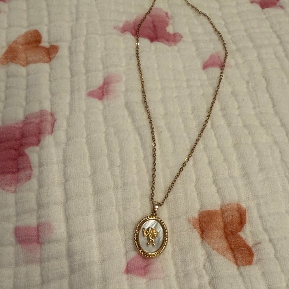 Gold Pendant Necklace with Oval Charm - Picture 2 of 9